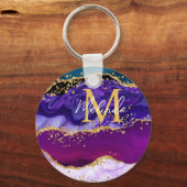 Porte-clés Agate de Parties scintillant de Peacock violet et  (Recto)