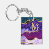 Porte-clés Agate de Parties scintillant de Peacock violet et  (Devant gauche)