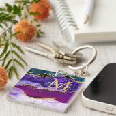 Porte-clés Agate de Parties scintillant de Peacock violet et  (Devant Droit)