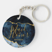 Porte-clés Agate d'huile bleu et or de la marine couronne d'h (Dos)