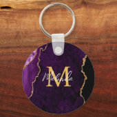 Porte-clés Agate en marbre violet et or (Recto)