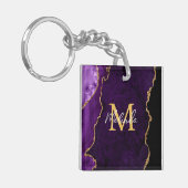 Porte-clés Agate en marbre violet et or (Devant gauche)