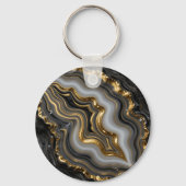 Porte-clés Agate Géode Marbre Luxe Or Noir (Verso)