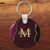 Porte-clés Agate Marbré Rouge et Or (Recto)