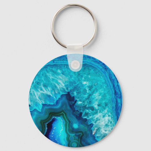 Porte-clés Agate moderne en marbre bleu (Verso)