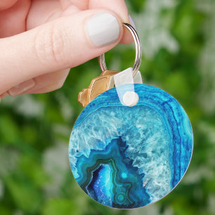 Porte-clés Agate moderne en marbre bleu