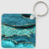 Porte-clés Agate Turquoise Blue Gold Parties scintillant Marb (Dos)