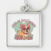 Porte-clés Âge rétro groovy des mamans de chiens Frenchie (Devant)