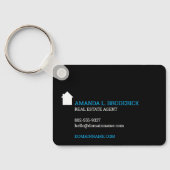 Porte-clés Agent d'annonce immobilier noir moderne unique (Verso)