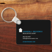 Porte-clés Agent d'annonce immobilier noir moderne unique (Verso)