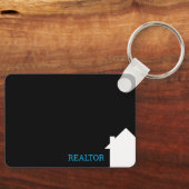 Porte-clés Agent d'annonce immobilier noir moderne unique (Recto)
