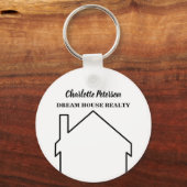 Porte-clés Agent Immobilier Maison Blanche Simple (Recto)