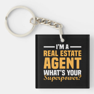 Porte-clés Agent immobilier minimaliste drôle Superpouvoir