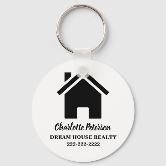 Porte-clés Agent Immobilier Noir Et Blanc Simple (Recto)