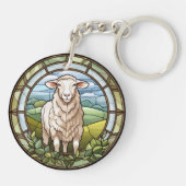 Porte-clés Agneau de mouton de ferme en verre doux (Dos)