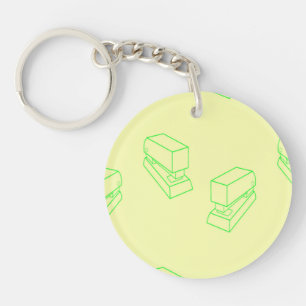 Porte-clés Agrafeur vert sur jaune
