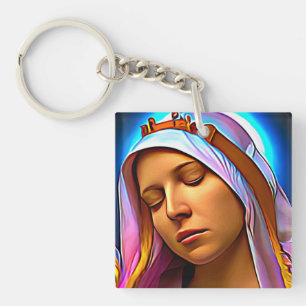 Porte-clés AI Art de la bienheureuse Vierge Marie