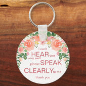 Porte-clés Aide auditive rose rose | Je suis sourd (Recto)