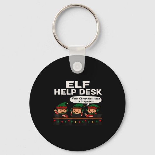 Porte-clés Aide Elf de Bureau de Noël Tech Suprt Drôle de Vac (Recto)