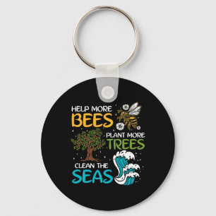 Porte-clés Aider Plus D'Abeilles Plante Plus D'Arbres Nettoye