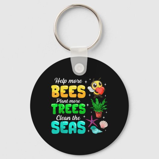Porte-clés Aider plus d'abeilles planter plus d'arbres nettoy (Recto)