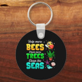 Porte-clés Aider plus d'abeilles planter plus d'arbres nettoy (Recto)