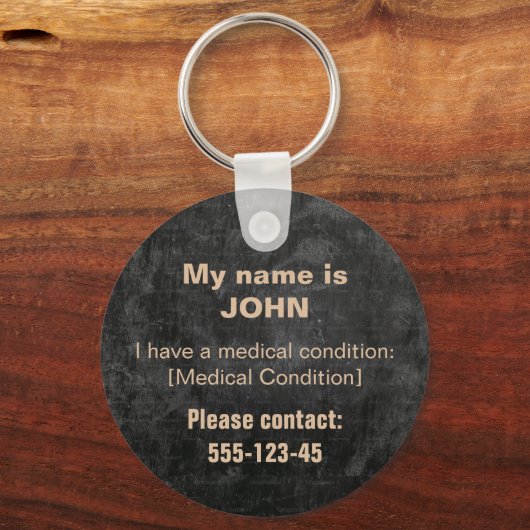 Porte-clés Aidez-moi à rentrer - Numéro d'identification Médi (Verso)