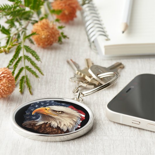 Porte-clés Aigle à drapeau américain (Côté)