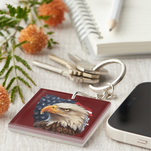 Porte-clés Aigle à drapeau américain (Devant Droit)