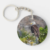 Porte-clés Aigle bald assis sur le rocher (Devant)