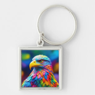 Porte-clés Aigle chauve aux couleurs de l'arc-en-ciel-65456