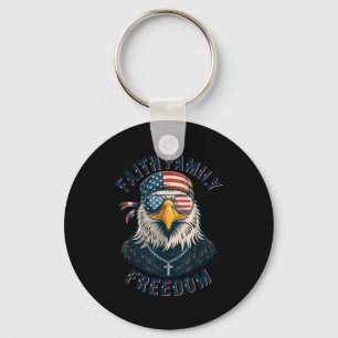 Porte-clés Aigle chauve Foi Famille Liberté Patriotique Chrét