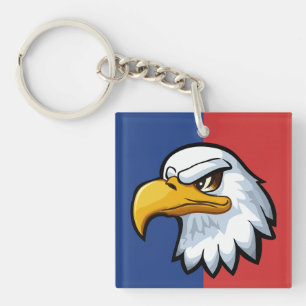 Porte-clés Aigle de dessin animé patriotique personnalisé en 