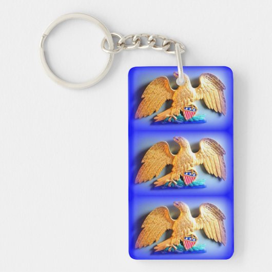 Porte-clés aigle d'or sur porte - clé bleu (Devant)