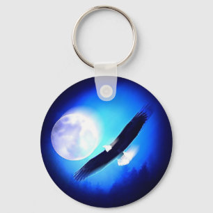 Porte-clés Aigle en vol et Pleine lune