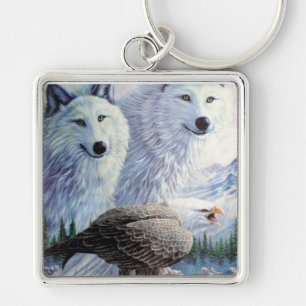 Porte-clés Aigle et loups blancs