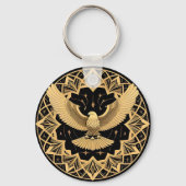 Porte-clés Aigle Géométrique Doré sur Mandala (Verso)