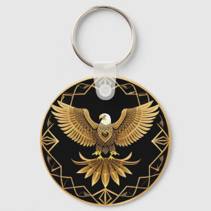 Porte-clés Aigle Royal sur Mandala Géométrique
