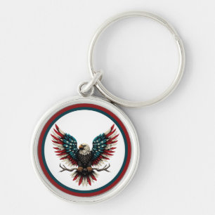 Porte-clés Aigle rustique patriotique américain/américain cha