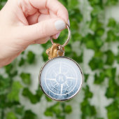 Porte-clés Aiguille de compas monogramme forêt d'épinette d'h (Main)