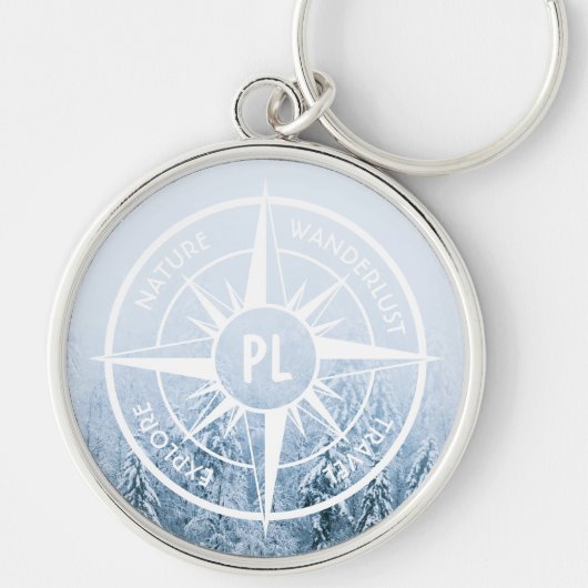 Porte-clés Aiguille de compas monogramme forêt d'épinette d'h (Devant)