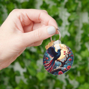 Porte-clés Aile cramoisie au clair de lune – Oiseau de fantas