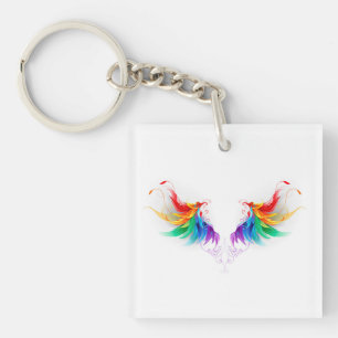 Porte-clés Ailes arc-en-ciel douces