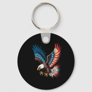 Porte-clés Ailes d'aigle américain drapeau américain 4 juille