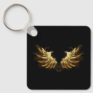 Porte-clés Ailes d'ange dorées sur fond noir