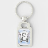 Ailes d'ange et lettre E de monogramme de halo