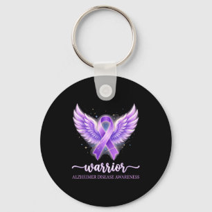 Porte-clés Ailes d'ange ruban violet sensibilisation à la mal