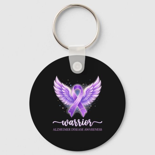Porte-clés Ailes d'ange ruban violet sensibilisation à la mal (Recto)