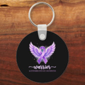 Porte-clés Ailes d'ange ruban violet sensibilisation à la mal (Recto)