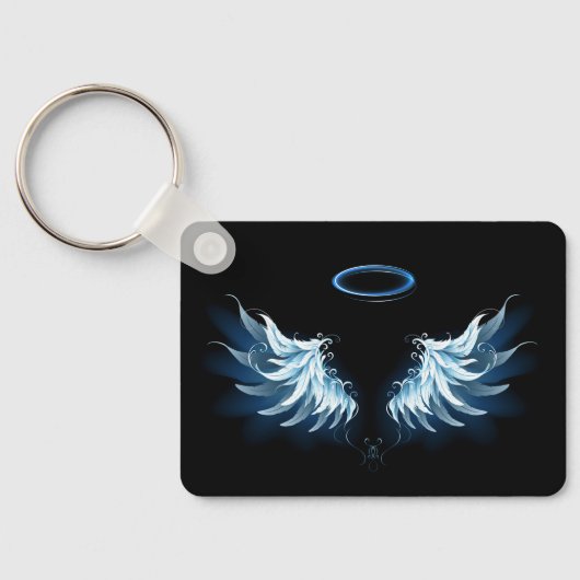 Porte-clés Ailes d'angle brillant bleu sur arrière - plan noi (Verso)